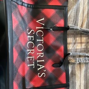 Victoria secret tote. Red and black plaid.